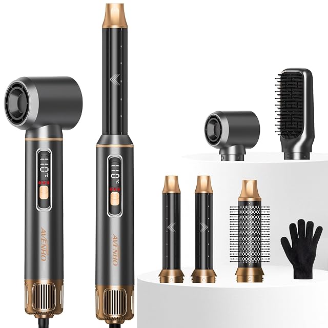 AVENHO 5-in-1 hair styler air curler wrap and blow dryer brush in gray