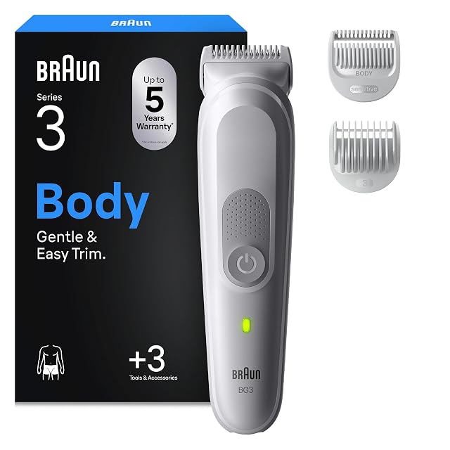 Braun Bodygroomer Series 3 BG3530 in gray with sensitive comb attachment