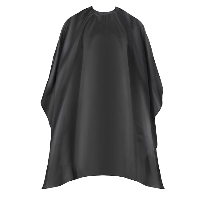 Omvoina professional hair cutting cape black with adjustable snap closure