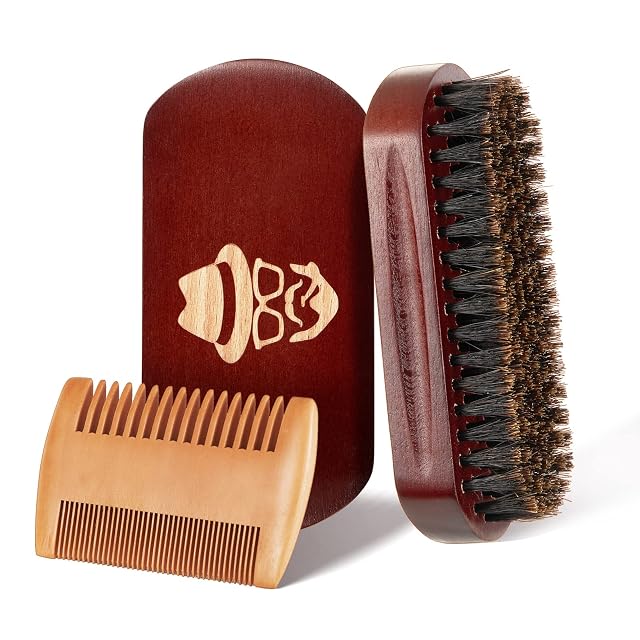 Sosoon boar bristle beard brush with black walnut wood comb