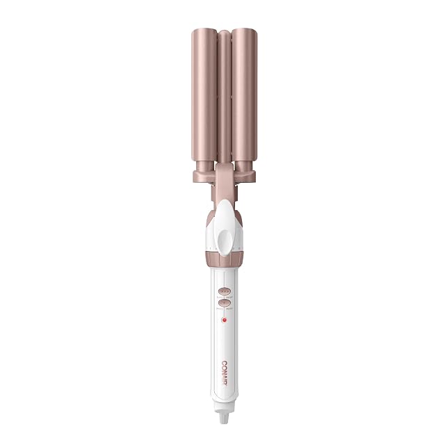 Conair triple barrel curling iron and hair waver in white and rose gold