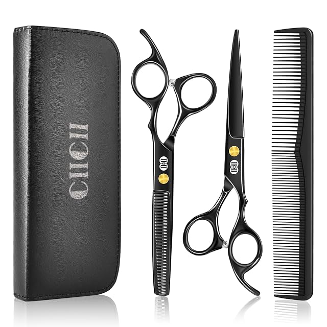 CIICII 8-in-1 hair cutting kit with shears thinning scissors comb and clips