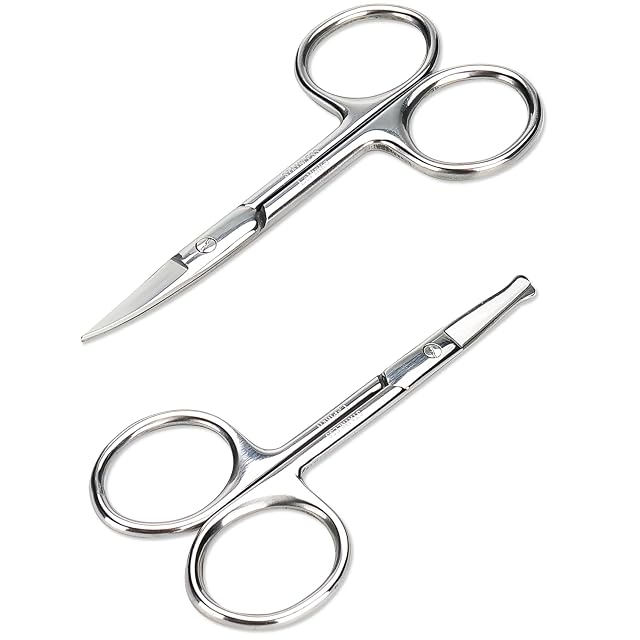 LePinko facial hair small grooming scissors two piece set in silver