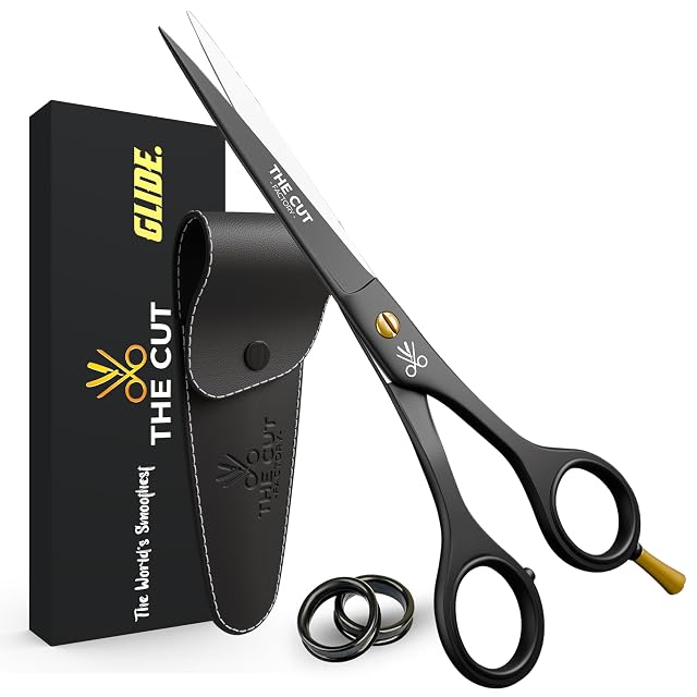 The Cut Factory micro-serrated hair cutting scissors in matte black 6.5 inch