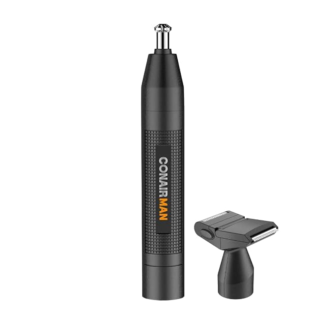 ConairMAN battery-powered ear and nose trimmer with attachments and pouch
