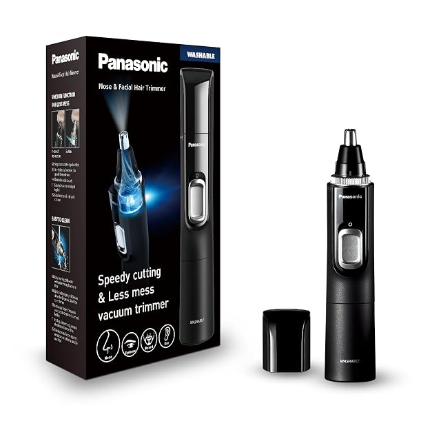 Panasonic ER-GN300 nose and ear hair trimmer in black with vacuum system