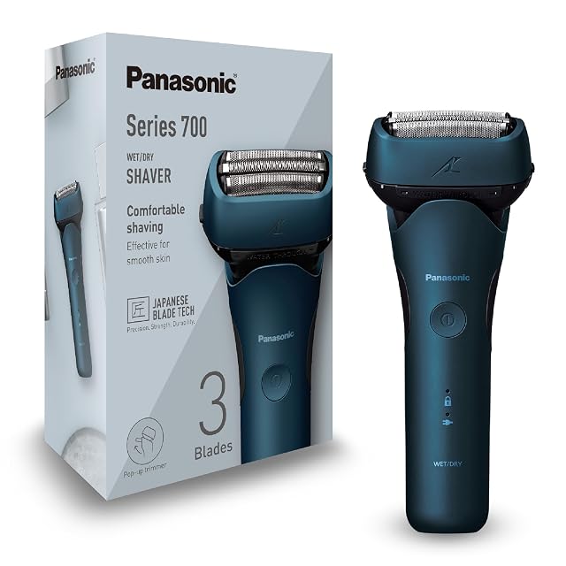 Panasonic ES-ALT4B Series 700 foil shaver in dark blue with pop-up trimmer
