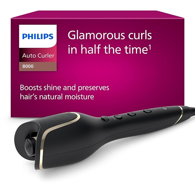 Philips 8000 Series BHB876 automatic curler in black