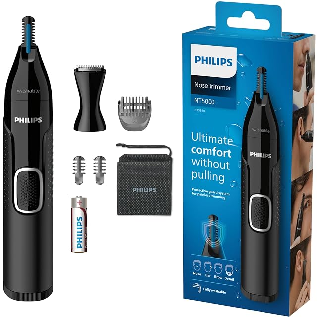 Philips Nose Trimmer 5000 NT5650 with comb attachments and precision trimmer head