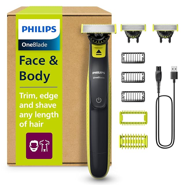 Philips OneBlade 360 QP2824 face and body trimmer with stubble combs and skin guard