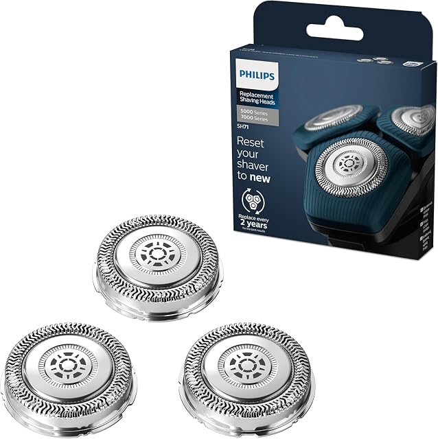 Philips SH71/50 replacement shaver heads in stainless steel, set of three