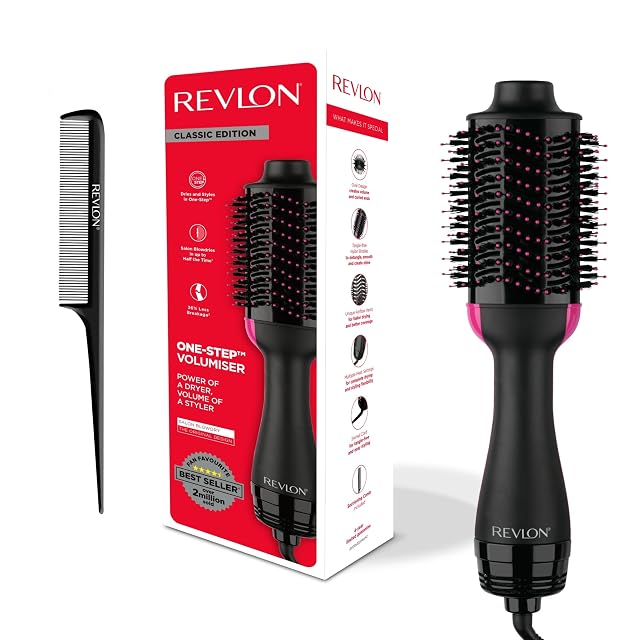 Revlon Salon One-Step hair dryer and volumiser with oval brush head and sectioning comb
