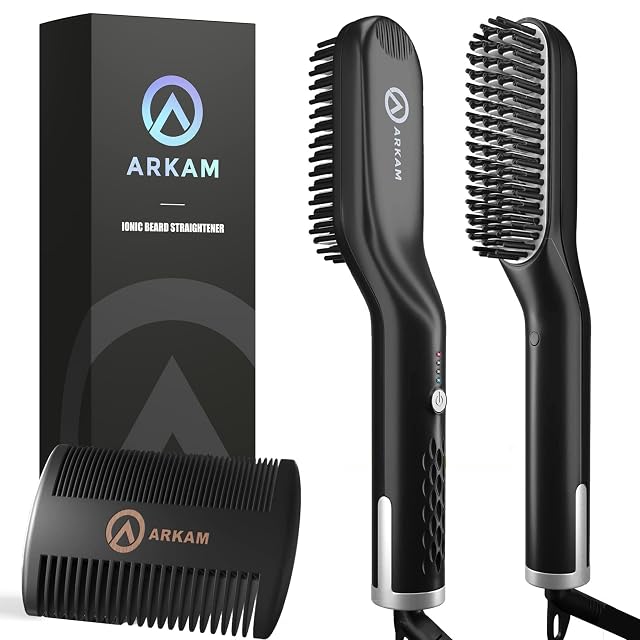 Arkam heated beard straightening comb with travel bag